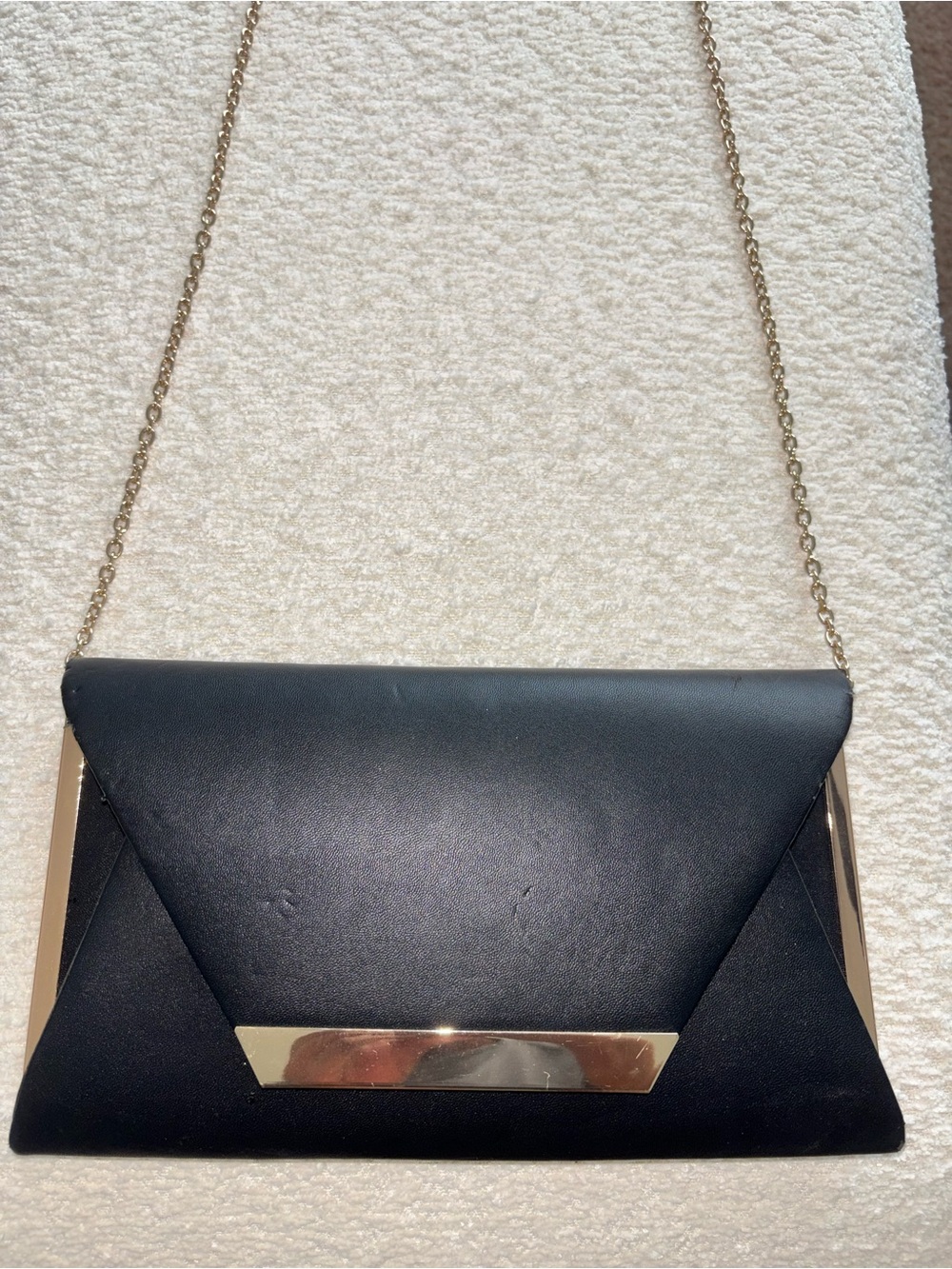 Call It Spring Black Clutch with Gold Chain